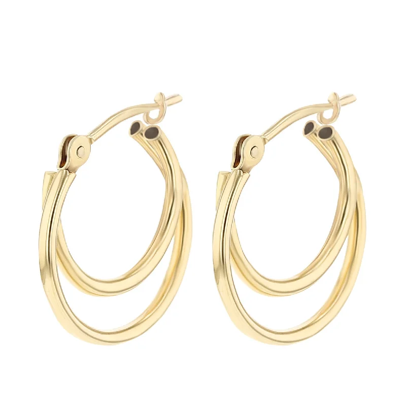 women's glamorous earrings-14K Yellow Gold Small Double Hoop Earrings