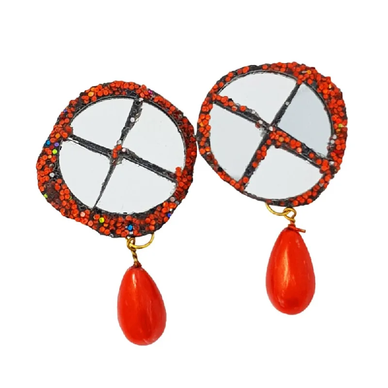 women's beaded earrings-ORANGE DROP CLIP-ON EARRINGS