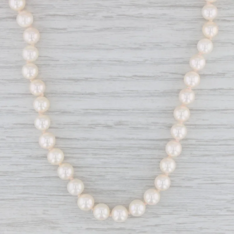 women's vintage lace necklaces-Cultured Pearl Bead Strand Necklace 14k Yellow Gold Clasp 27.5"