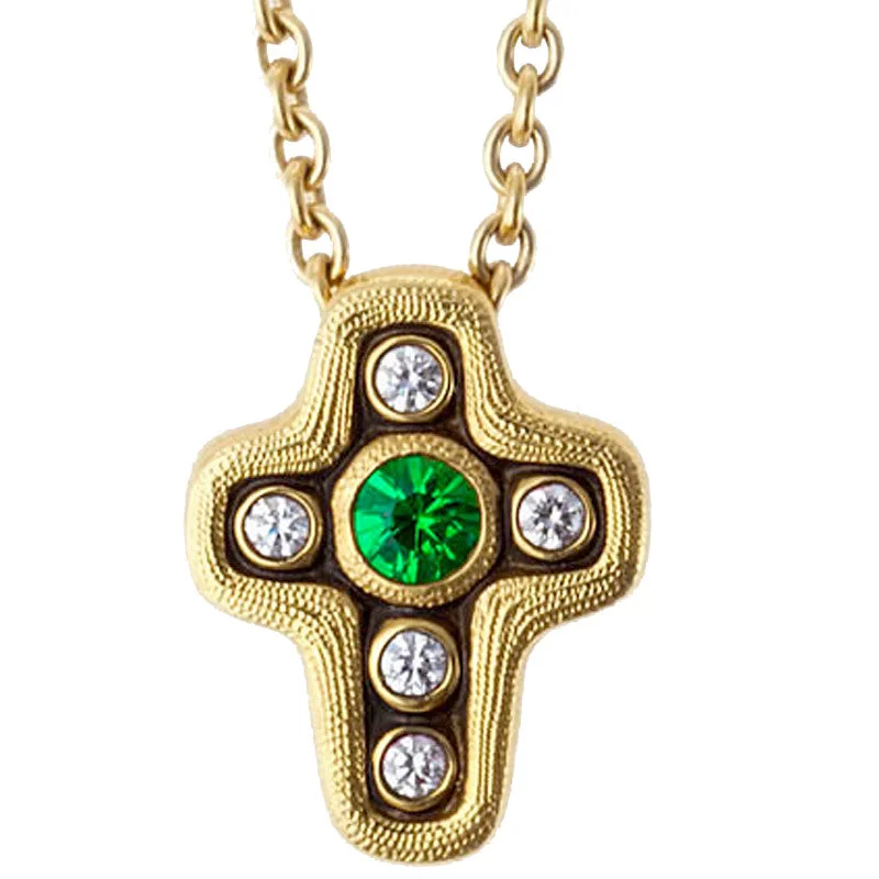 women's luxury necklaces-Alex Sepkus Sapphire and Diamond Cross Pendant Necklace - M-1815