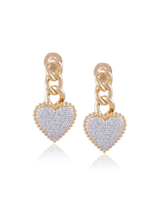 women's gold-plated earrings-Diamond Long Earrings