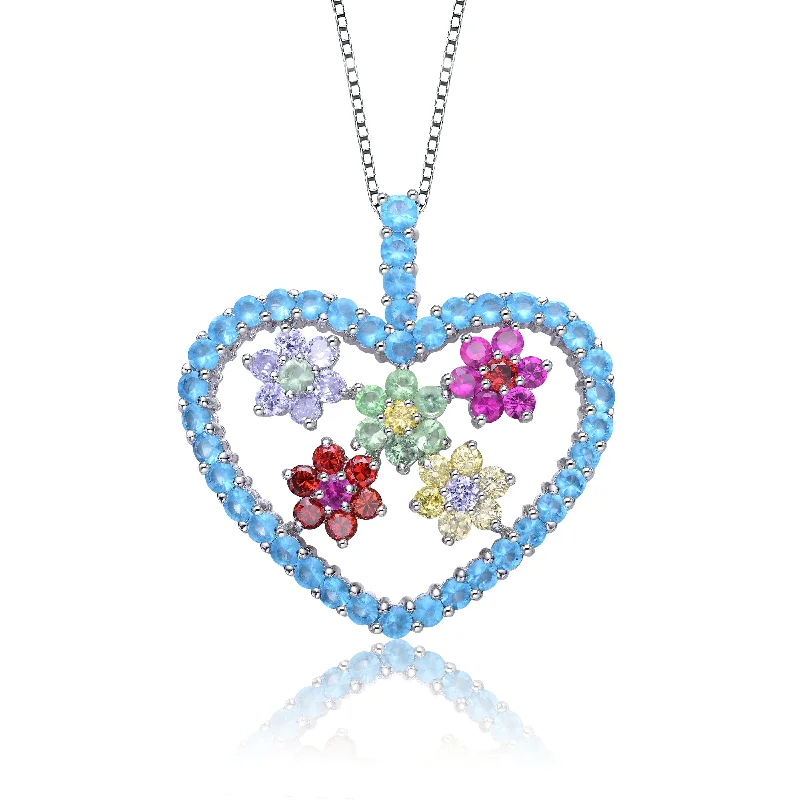 women's gemstone pendant necklaces-Louise Multi-Colored Heart Pendant Necklace