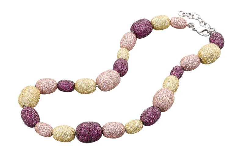 women's anniversary necklaces-Clarisse Multi Color Oval Shape Necklace