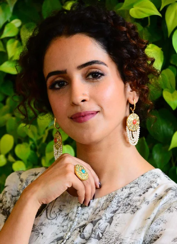 women's long dangling earrings-Sanya Malhotra - Raelynn Polki Long Earrings