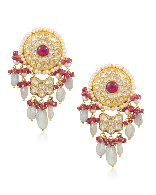 women's chandelier earrings-Kishori Polki Long Earrings