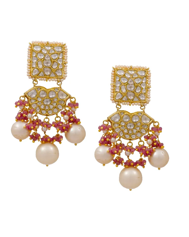 women's cubic zirconia stud earrings-Manjusha Polki Long Earrings