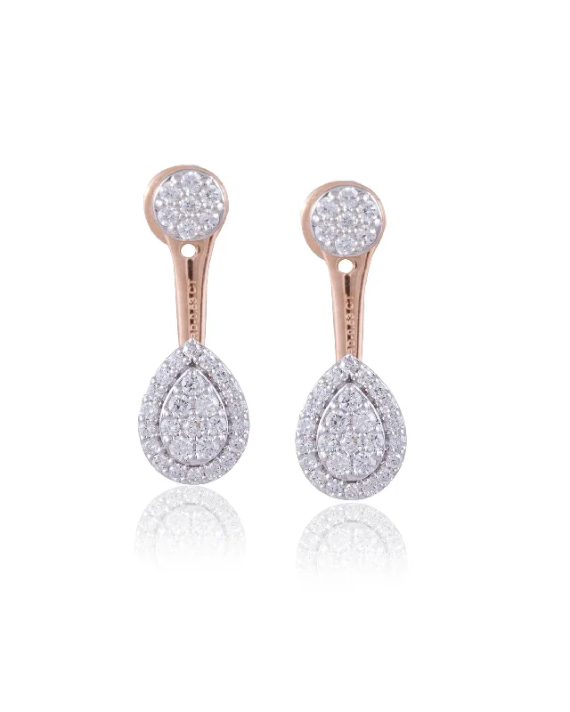 women's antique earrings-Diamond Long Earrings