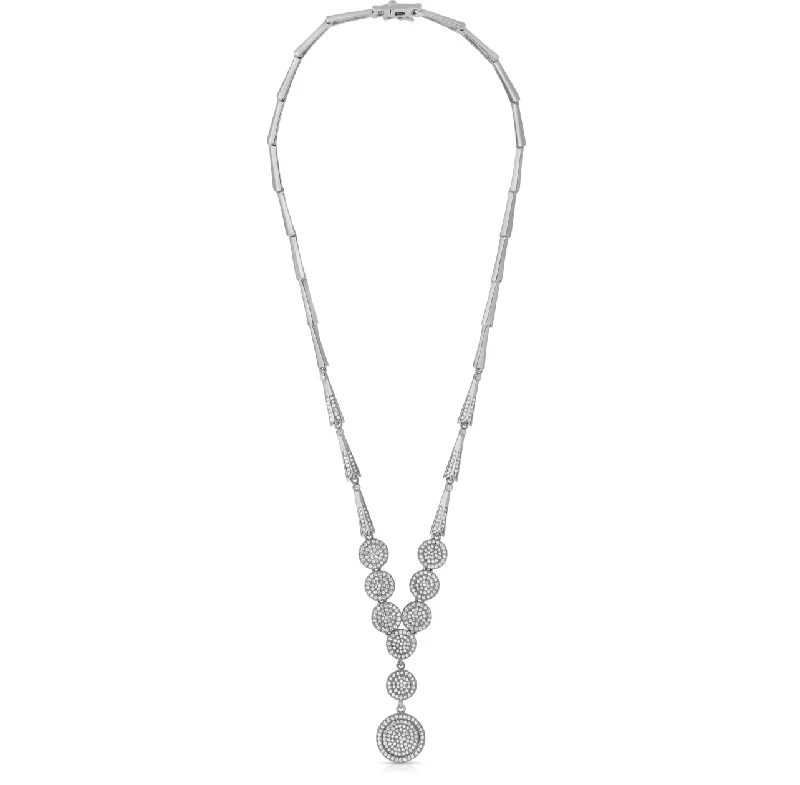 women's vintage lace necklaces-Sterling Silver Cubic Zirconia Statement Necklace