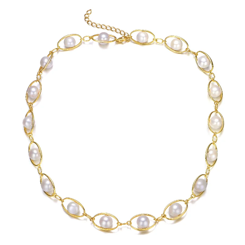 women's ruby necklaces-Delphine Golden Eye Pearl Necklace