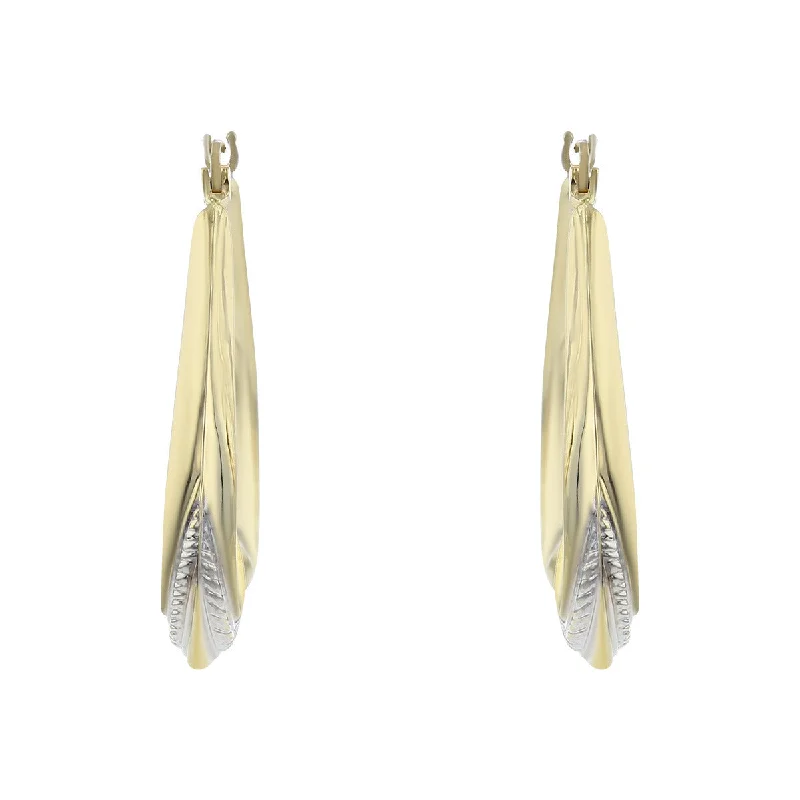 women's luxury earrings-14K Yellow and White Gold Hoop Earrings