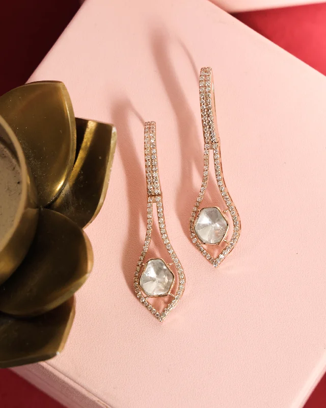 women's clip-on earrings-Kanishka Polki And Diamond Long Earrings