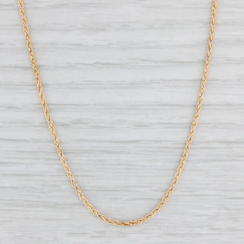 women's twisted gold necklaces-Wheat Chain Necklace 14k Yellow Gold 16.5" 1.7mm