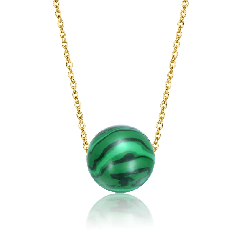 women's chic necklaces-Louise Boho Malachite Sphere Pendant Necklace