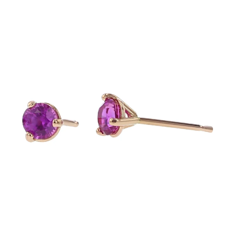 women's rose gold earrings-14K Rose Gold Purple Sapphire Stud Earrings