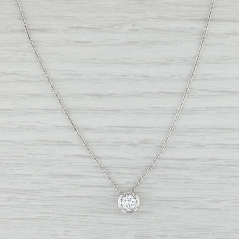 women's wedding necklaces-0.74ct Diamond Solitaire Pendant Necklace 14k White Gold 18" Cable Chain