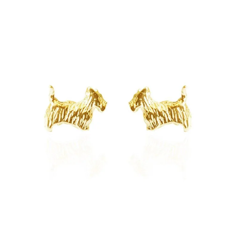 women's geometric earrings-Small Scottie Dog Studs in Yellow Gold Vermeil