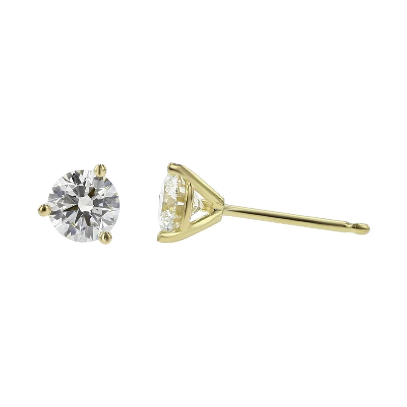 women's vintage stud earrings-14K Yellow Gold Diamond Stud Earrings