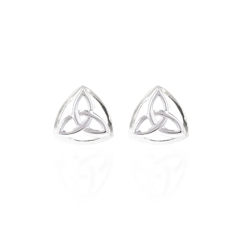 women's clip-on stud earrings-Sterling Silver Trinity Tri Stud Earrings