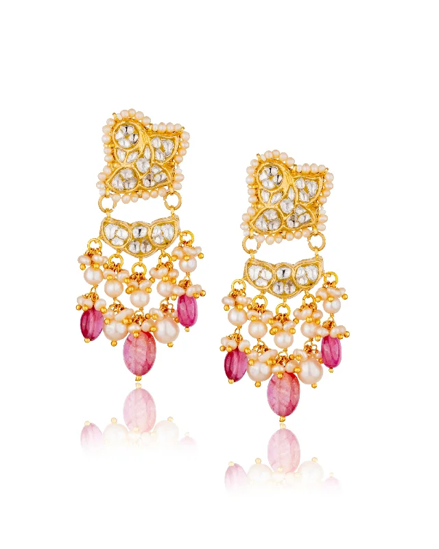 women's hoop earrings for women-Adhya Polki Long Earrings