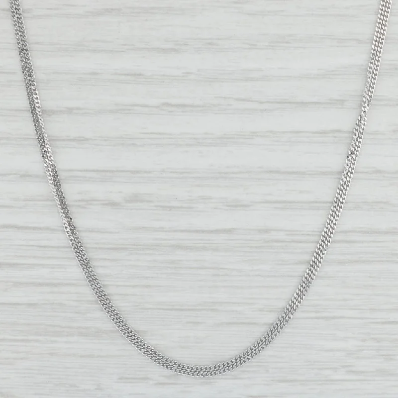 women's modern pendant necklaces-Double Curb Chain Necklace 18k White Gold 17.5" 2.5mm Lobster Clasp Italy