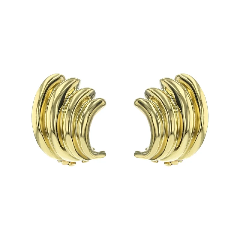 women's silver hoop earrings-14K Yellow Gold Shrimp Sweepback Earrings