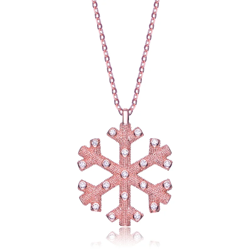 women's silver heart necklaces-Champéry Snowflake Pendant Necklace