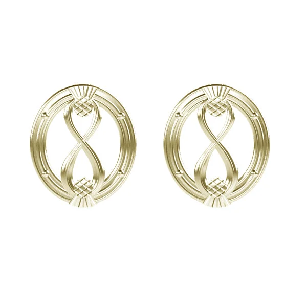 women's pearl drop earrings-CELTIC INFINITY THISTLE OVAL STUD EARRINGS