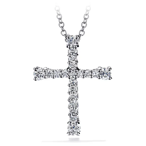 women's silver necklaces-Hearts On Fire Divine Cross Pendant Necklace