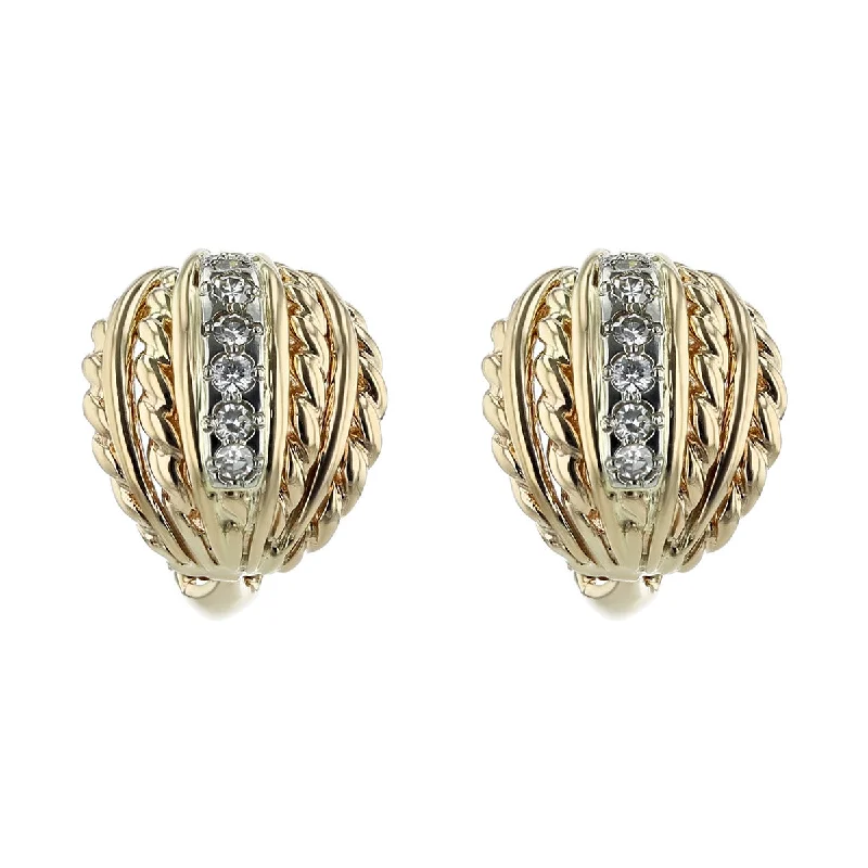 women's high-end earrings-14K Yellow Gold Diamond Button Earrings