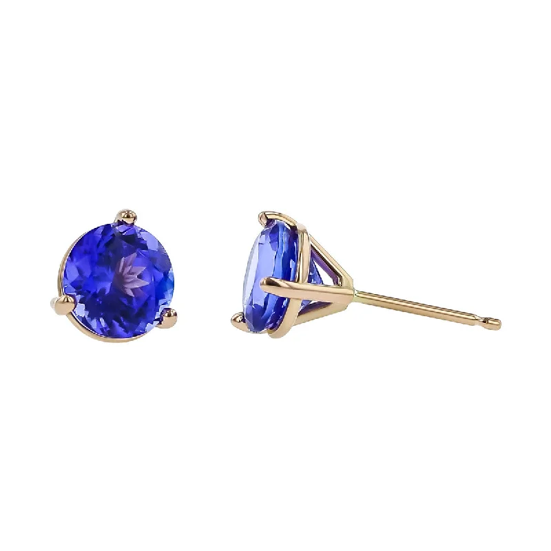 women's infinity stud earrings-14K Rose Gold Tanzanite Stud Earrings