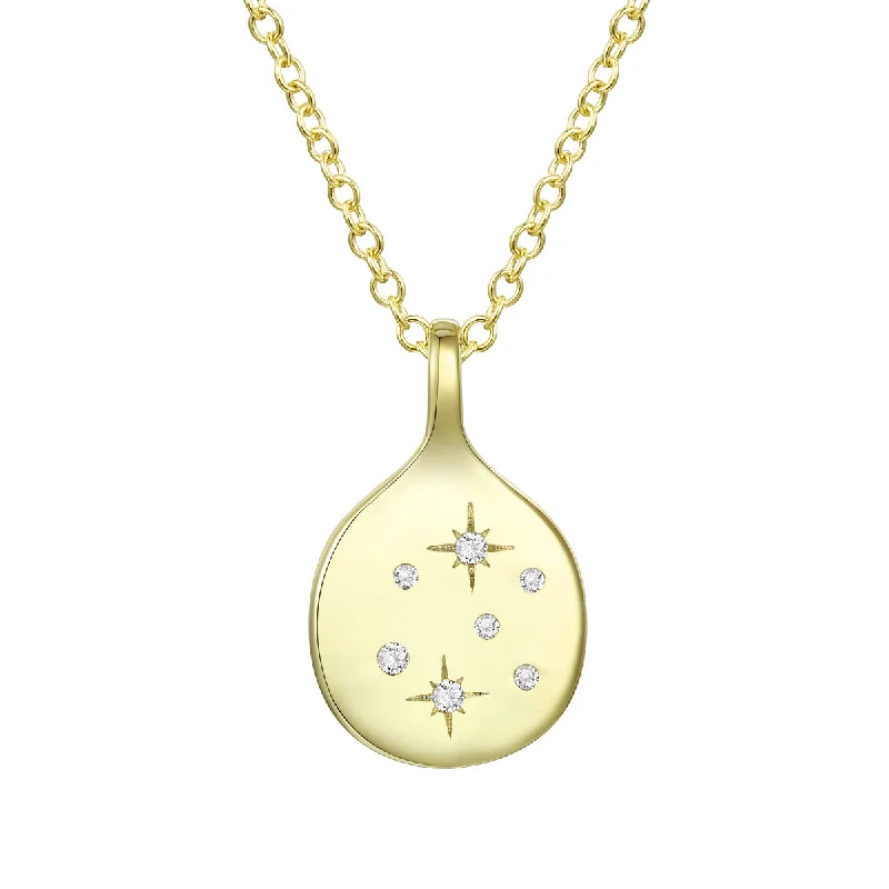 women's symbolic necklaces-Sterling Silver 14K Gold Plated Cubic Zirconia Pendant Necklace