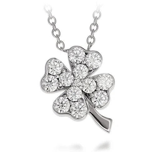 women's bar necklaces-Hearts On Fire Clover Pendant Necklace