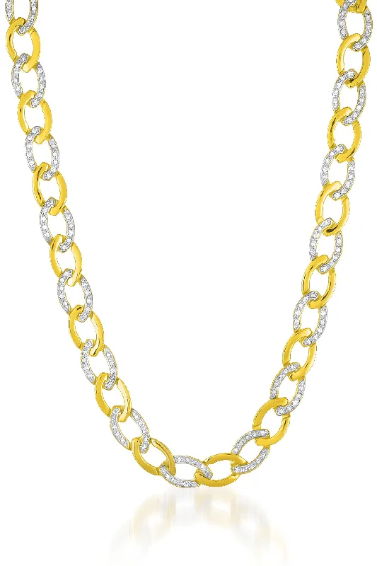 women's symbolic necklaces-Pompidou Dual Golden and CZ Chain Necklace