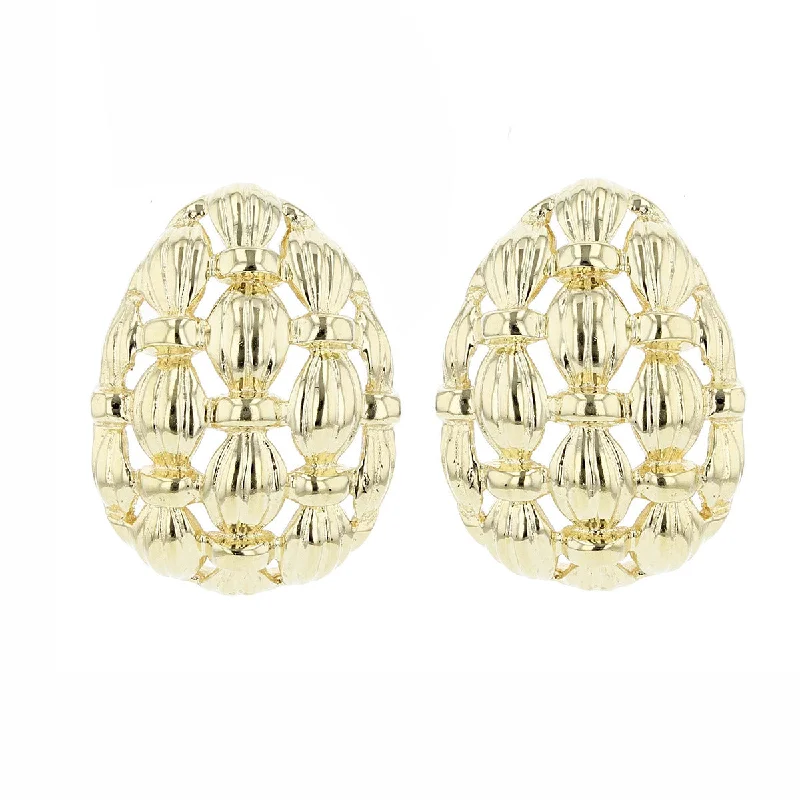 women's high-end earrings-14K Yellow Gold Woven Detailed Earrings