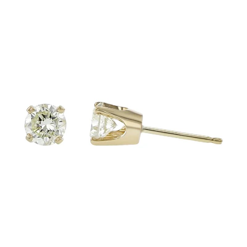 women's silver earrings-14K Yellow Gold Diamond Stud Earrings