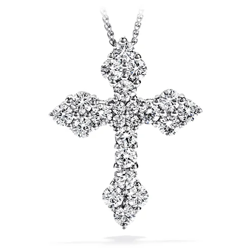 women's silver heart necklaces-Hearts On Fire Divine Byzantine Cross Pendant Necklace