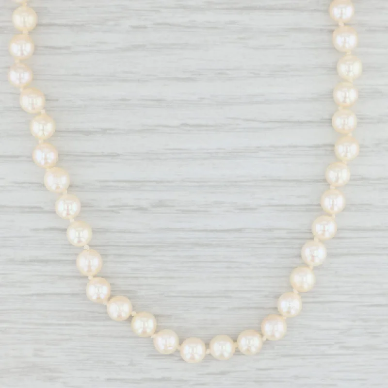 women's delicate chain necklaces-Saltwater Cultured Pearl Bead Strand Necklace 14k White Gold Clasp 18.75"