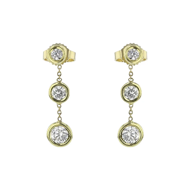 women's simple hoop earrings-18K Bezel Set Diamond Drop Earrings