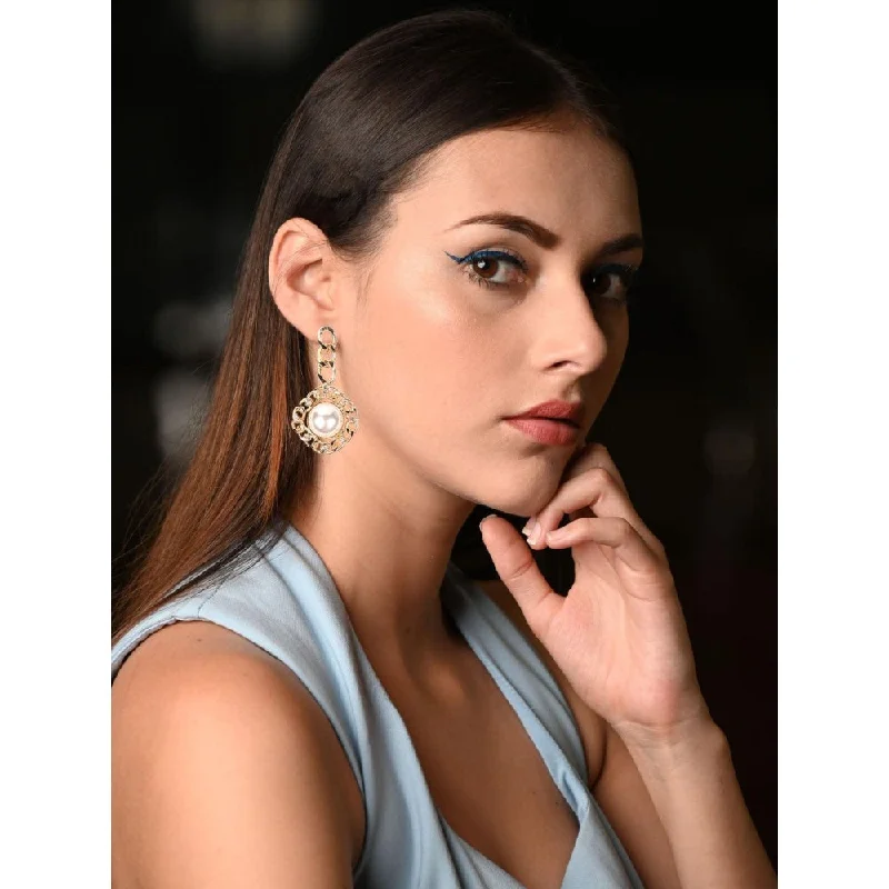 women's colorful gemstone earrings-Odette Women Gold Metal Earrings