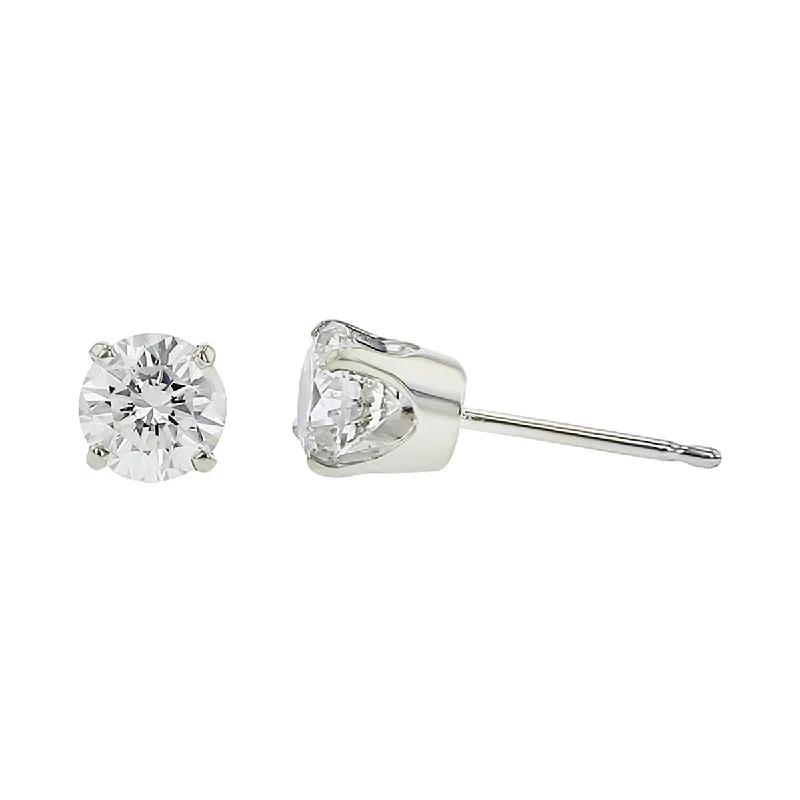 women's sapphire stud earrings-1.00-Carat Brilliant Diamond Stud Earrings