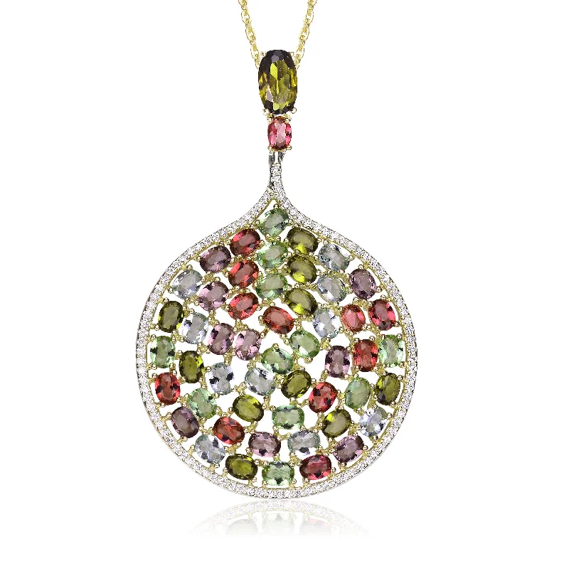 women's birthstone necklaces-Monfort Multicolor Round Pendant Necklace