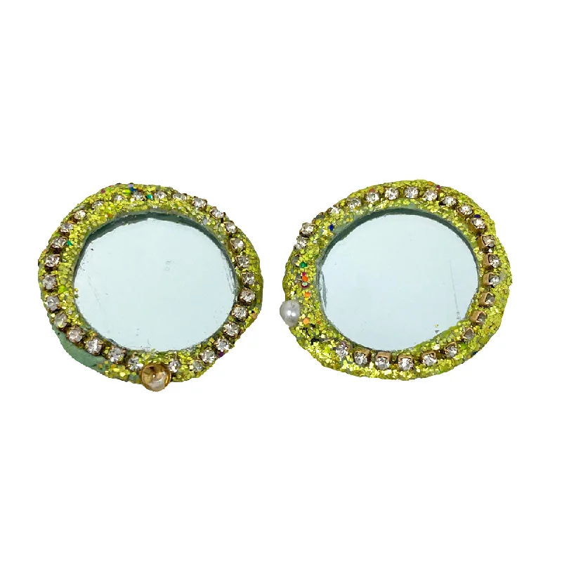 women's glamorous earrings-PALE GREEN ROUND CLIP-ON EARRINGS