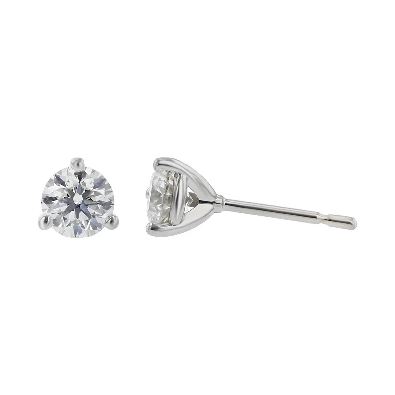 women's diamond halo earrings-14K White Gold Brilliant Diamond Stud Earrings