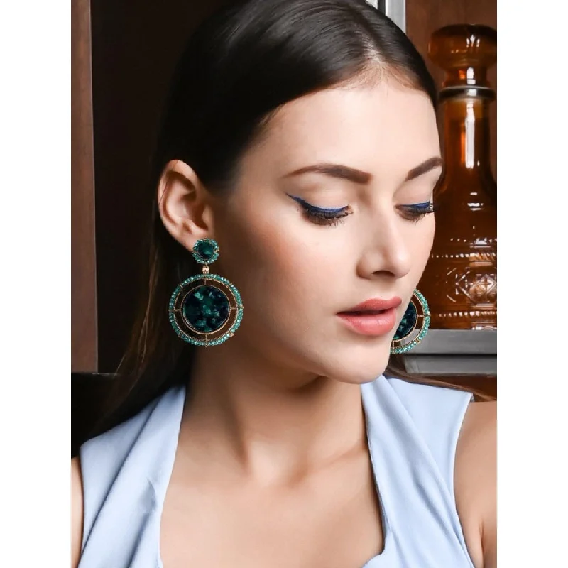 women's sapphire earrings-Odette Women Green Metal Earrings