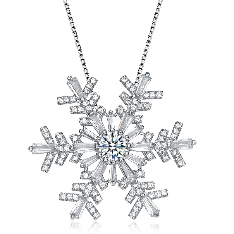 women's chic silver necklaces-Champéry Snowflake Midi Pendant Necklace