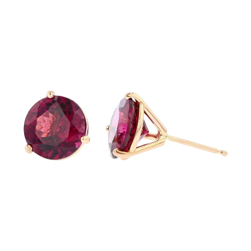 women's elegant drop earrings-14K Rose Gold Rhodolite Garnet Stud Earrings