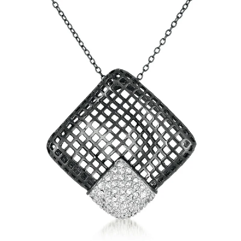 women's art deco necklaces-Marguerite Double Square Argyle Pendant Necklace