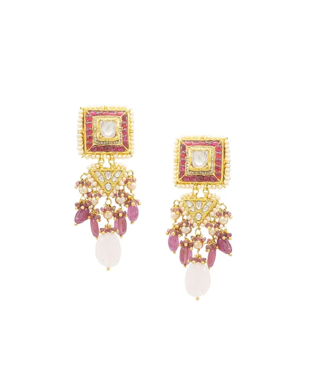 women's custom earrings-Gayathri Polki Long Earrings