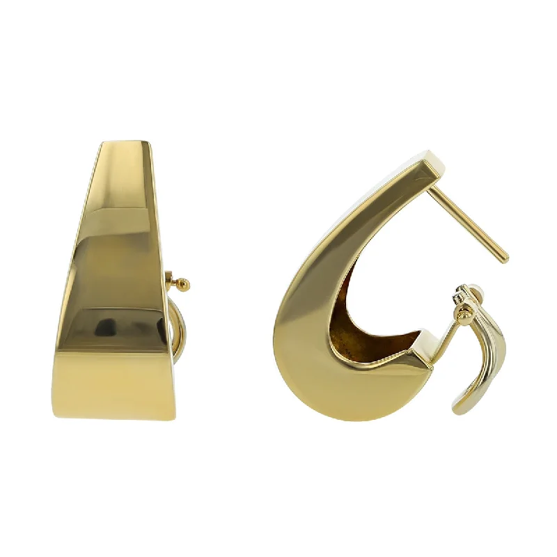 women's elegant stud earrings-14K Yellow Gold J-Hoop Earrings