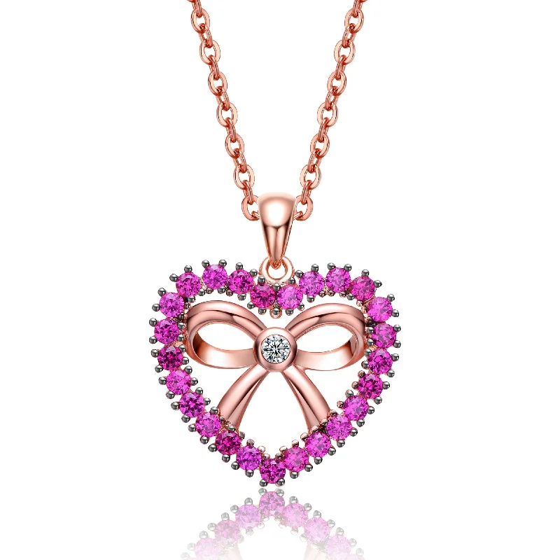 women's personalized name necklaces-Emma Pink Cubic Zirconia Pendant Necklace